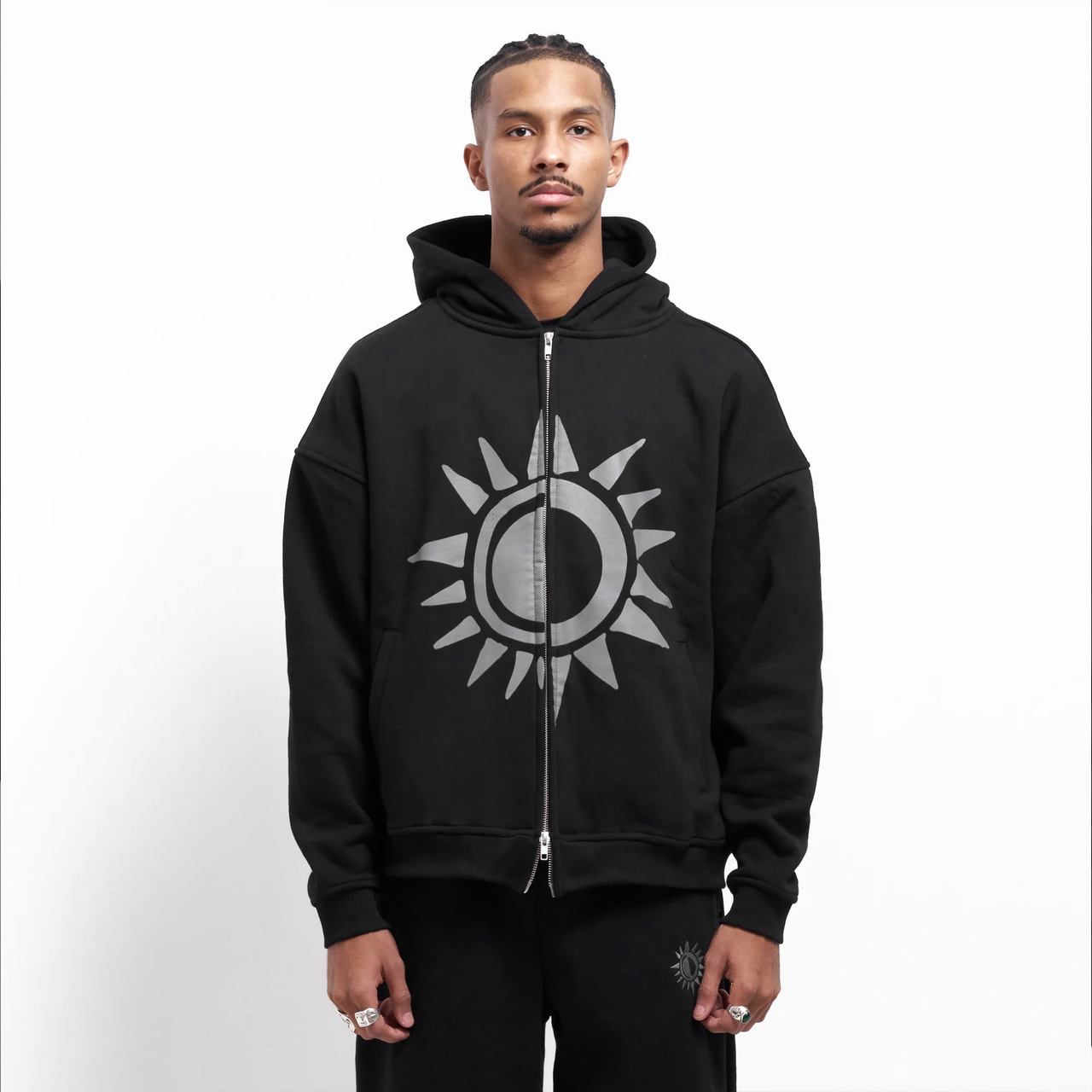 Rising Sun Double Zipper Zip Hoodie